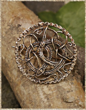 Scheibenfibel Midgardschlange Bronze